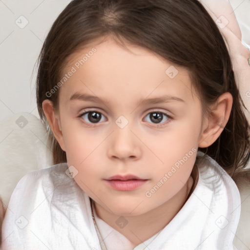 Neutral white child female with medium  brown hair and brown eyes