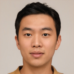 Neutral asian young-adult male with short  brown hair and brown eyes