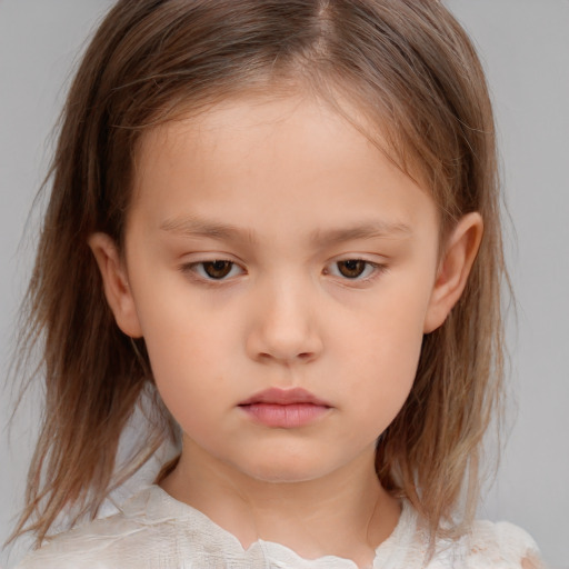 Neutral white child female with medium  brown hair and brown eyes