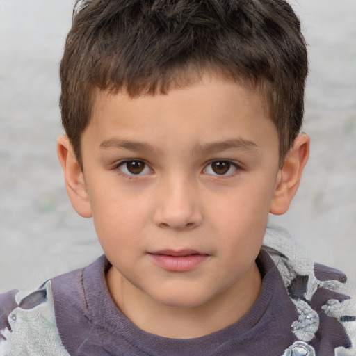 Neutral white child male with short  brown hair and brown eyes