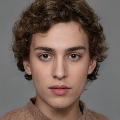 Neutral white young-adult male with medium  brown hair and brown eyes