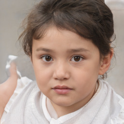 Neutral white child female with short  brown hair and brown eyes