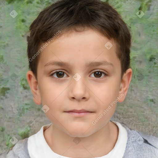 Neutral white child male with short  brown hair and brown eyes