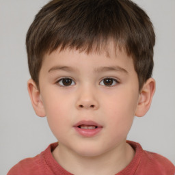 Neutral white child male with short  brown hair and brown eyes