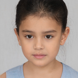 Neutral white child female with short  brown hair and brown eyes