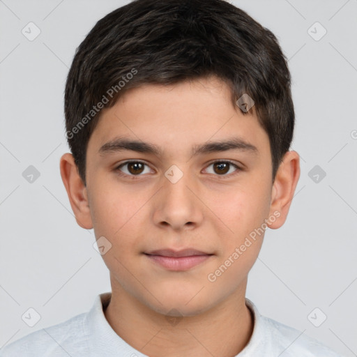 Neutral white child male with short  brown hair and brown eyes