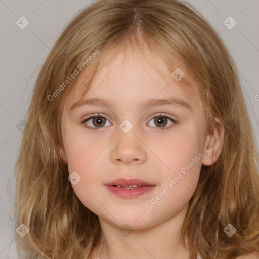 Neutral white child female with medium  brown hair and brown eyes