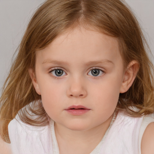 Neutral white child female with medium  brown hair and brown eyes