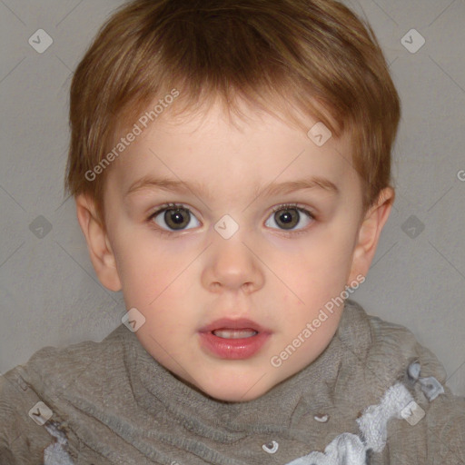 Neutral white child female with short  brown hair and brown eyes