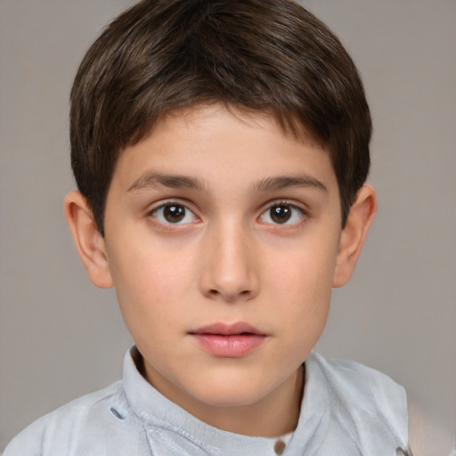 Neutral white child male with short  brown hair and brown eyes