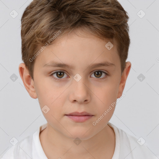 Neutral white child male with short  brown hair and brown eyes