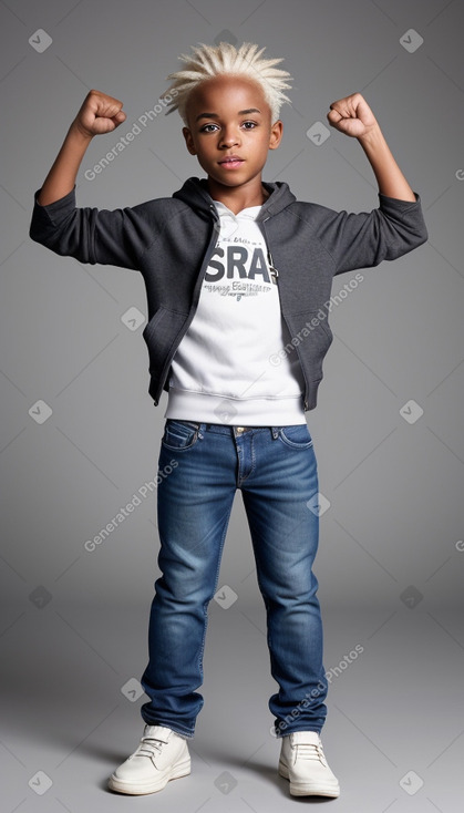 African american child boy with  white hair