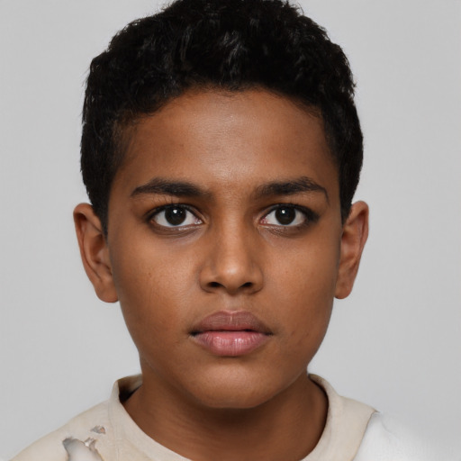 Neutral black child male with short  brown hair and brown eyes