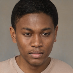 Neutral black young-adult male with short  brown hair and brown eyes