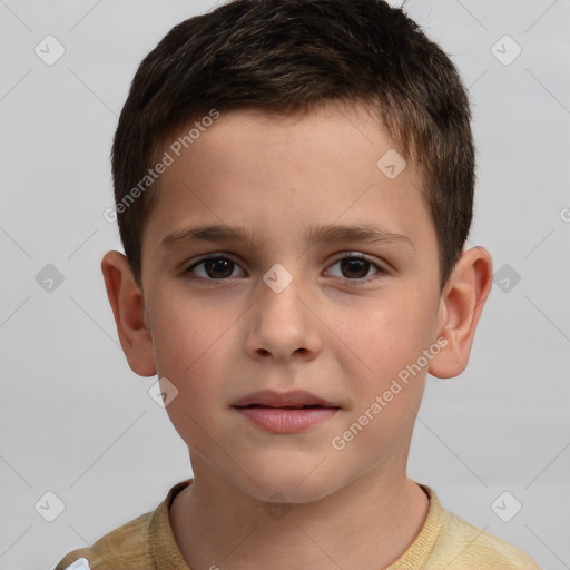 Neutral white child male with short  brown hair and brown eyes