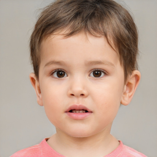 Neutral white child male with short  brown hair and brown eyes