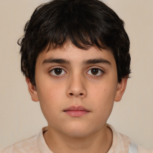 Neutral white child male with short  brown hair and brown eyes