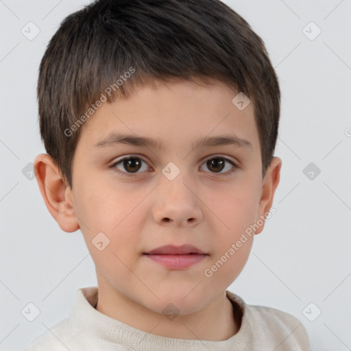 Neutral white child male with short  brown hair and brown eyes