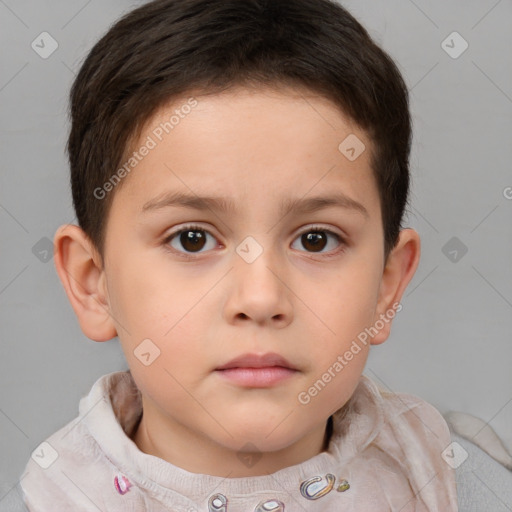 Neutral white child male with short  brown hair and brown eyes