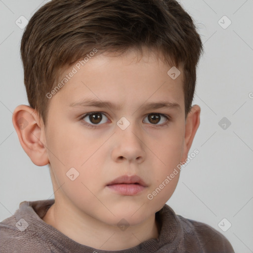 Neutral white child male with short  brown hair and brown eyes