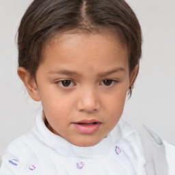 Neutral white child female with short  brown hair and brown eyes