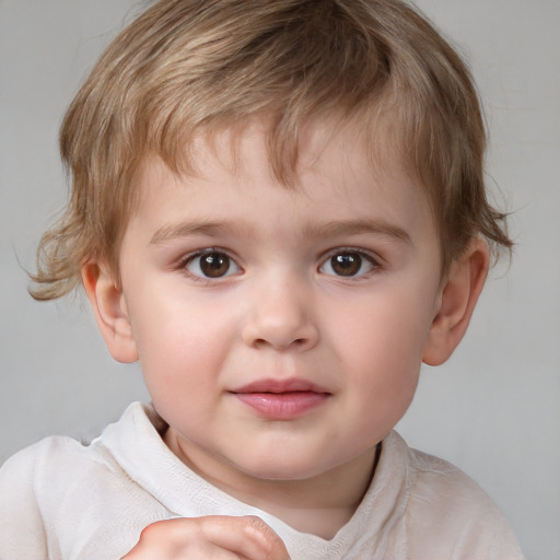 Neutral white child male with short  brown hair and brown eyes