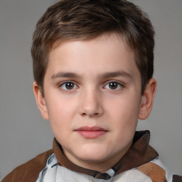 Neutral white child male with short  brown hair and brown eyes