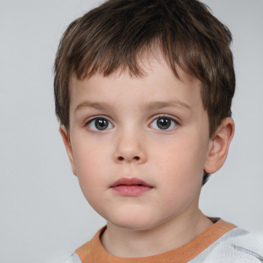 Neutral white child male with short  brown hair and brown eyes