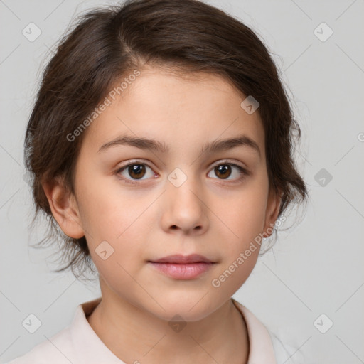 Neutral white child female with medium  brown hair and brown eyes