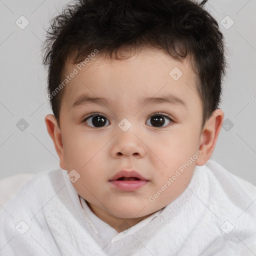 Neutral white child male with short  brown hair and brown eyes