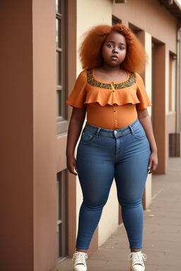 African teenager girl with  ginger hair