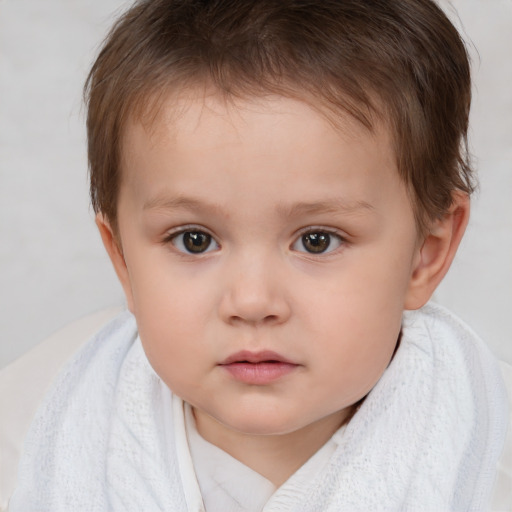 Neutral white child female with short  brown hair and brown eyes