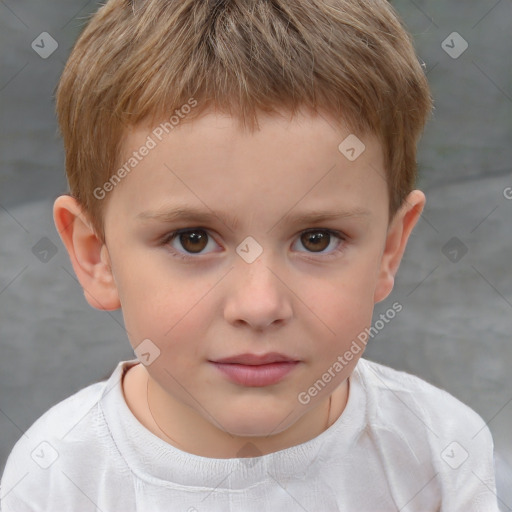 Neutral white child male with short  brown hair and brown eyes