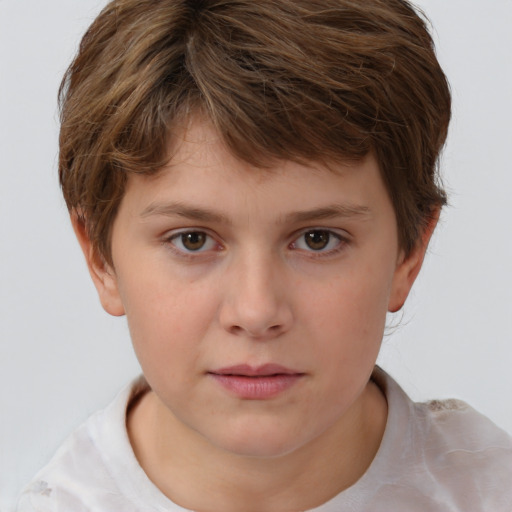 Neutral white child female with short  brown hair and brown eyes