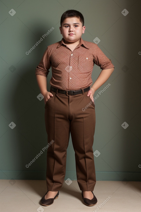 Uzbek teenager boy with  brown hair