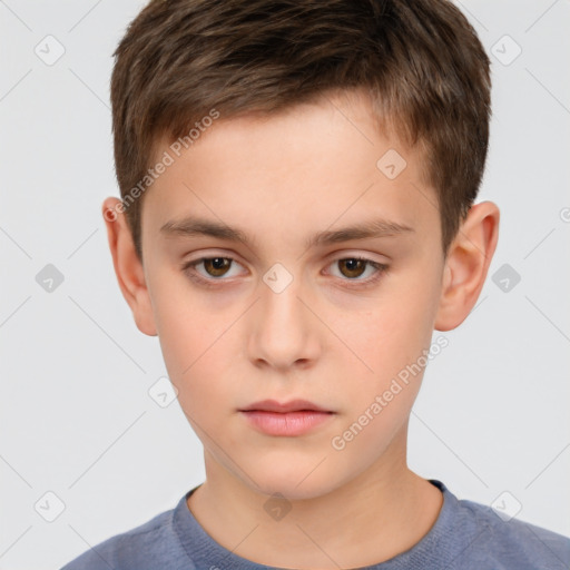 Neutral white child male with short  brown hair and brown eyes