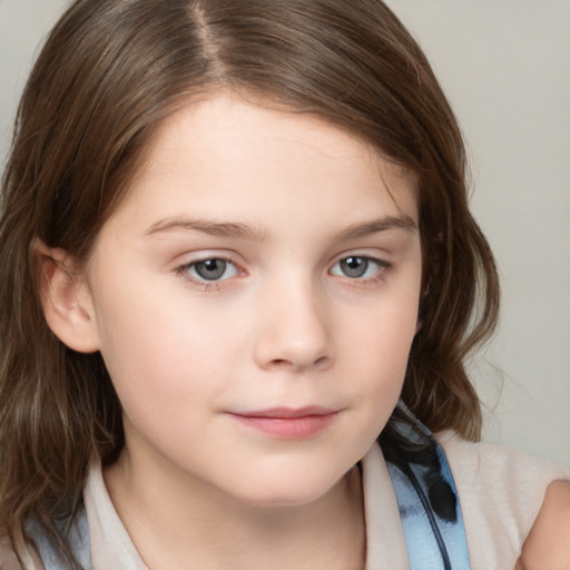 Neutral white child female with medium  brown hair and brown eyes