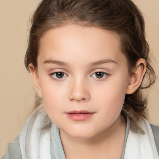 Neutral white child female with medium  brown hair and brown eyes