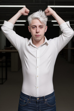 American adult non-binary with  white hair