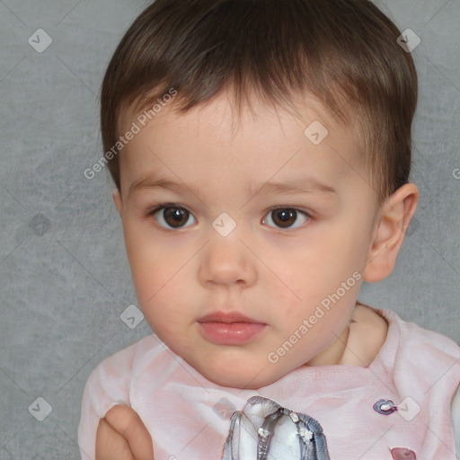 Neutral white child male with short  brown hair and brown eyes