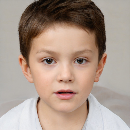 Neutral white child male with short  brown hair and brown eyes