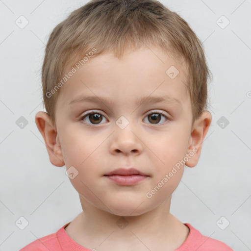 Neutral white child male with short  brown hair and brown eyes