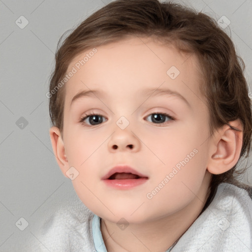 Neutral white child female with medium  brown hair and brown eyes