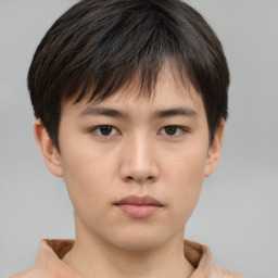 Neutral asian young-adult male with short  brown hair and brown eyes