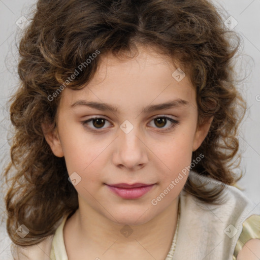 Neutral white child female with medium  brown hair and brown eyes