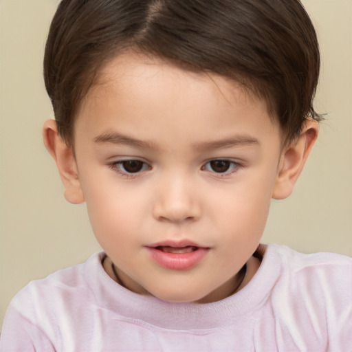 Neutral white child female with short  brown hair and brown eyes