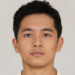 Neutral asian young-adult male with short  brown hair and brown eyes