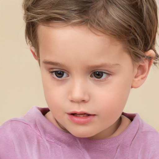 Neutral white child female with short  brown hair and brown eyes