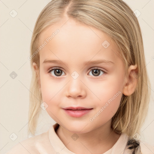 Neutral white child female with medium  brown hair and brown eyes