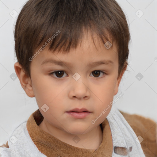 Neutral white child male with short  brown hair and brown eyes